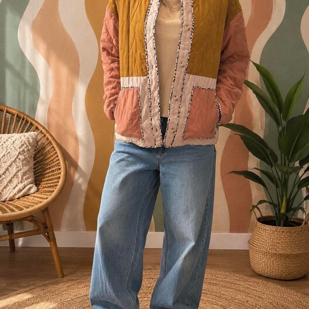Hem & Thread Quilted Jacket Size Small